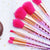 Pink Hair Makeup Brushes Set